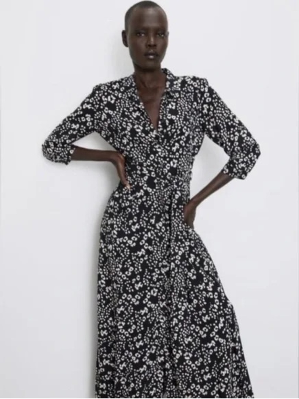 ZARA MARILYN BUTTON DOWN MAXI DRESS Black